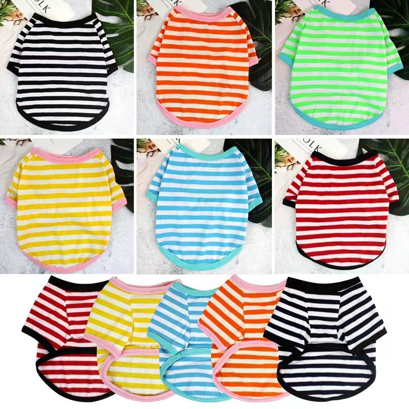 Crew Clothing Summer Jacket - Summer Striped Crew Neck Pet Clothing