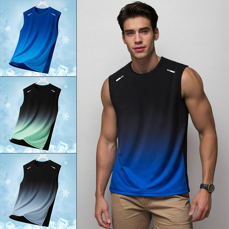 Summer Youth Clothing - Men Gradient Sports Vest Lightweight Sleeveless