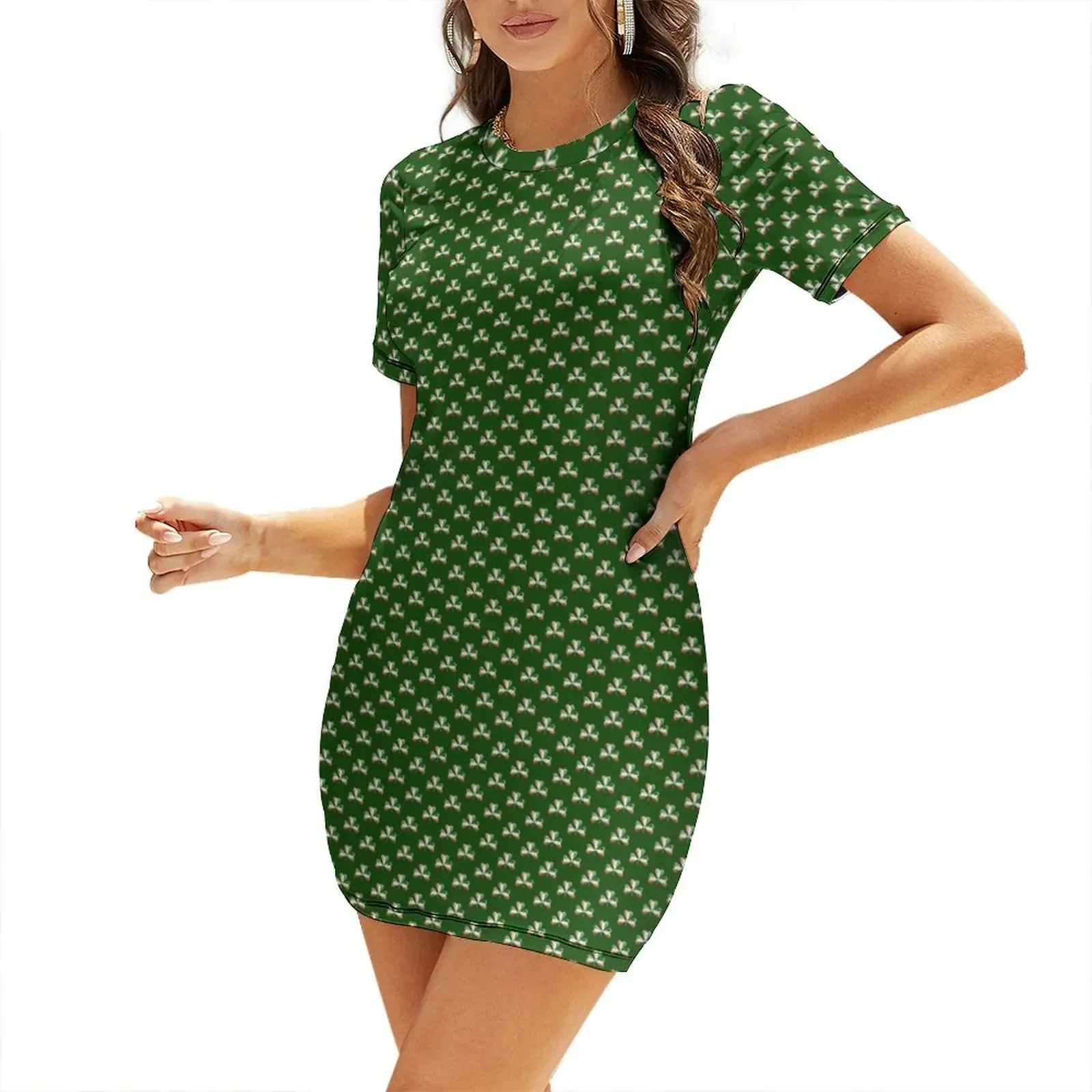 Ireland Summer Clothing - Ireland Flag Colours Shamrock Leaves Short-Sleeved