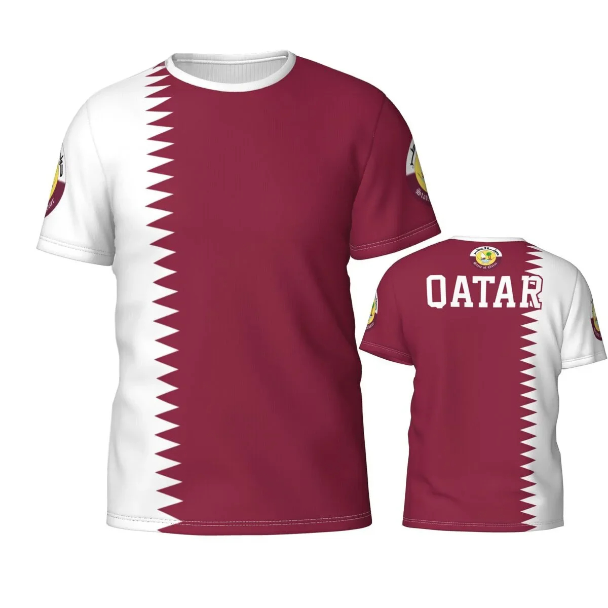 Summer Clothing Wholesale - Qatar Flag Emblem Graphic T Shirt