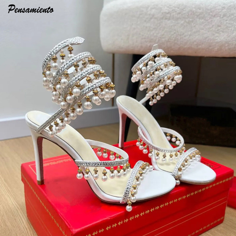 Summer Clothing Collection - Luxury Rhinestones Pearls Tassels Women Gladiator