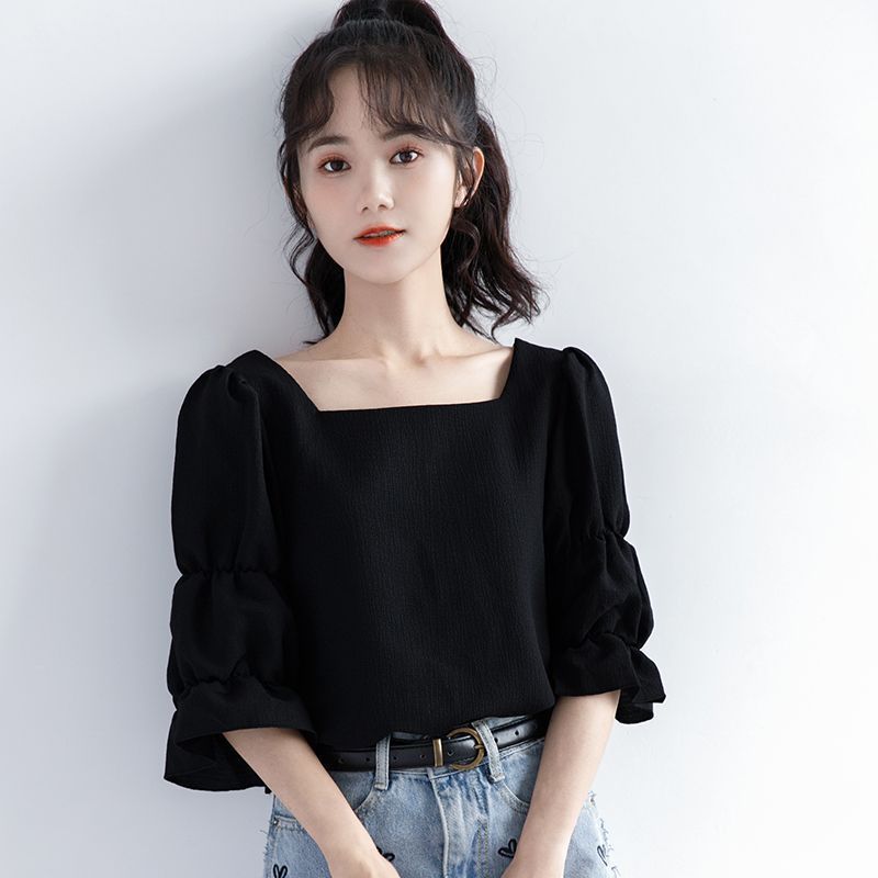 Summer Youth Clothing - Pleated Short Sleeve Solid Korean Shirt