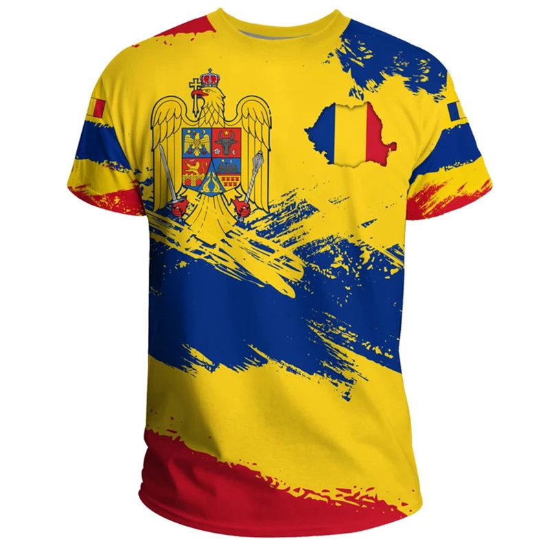 Summer Clothing Wholesale - Romania Flag Graphic T Shirt for