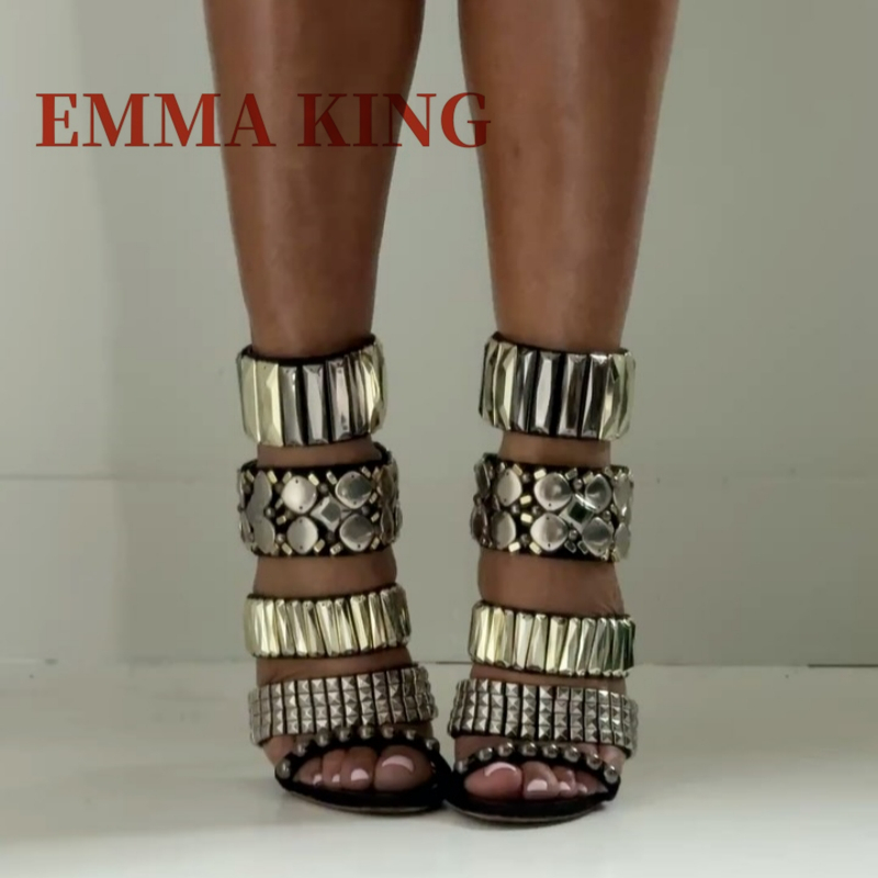 Black Embellished Ankle Strap  - Summer Clothing Collection 评论和价格