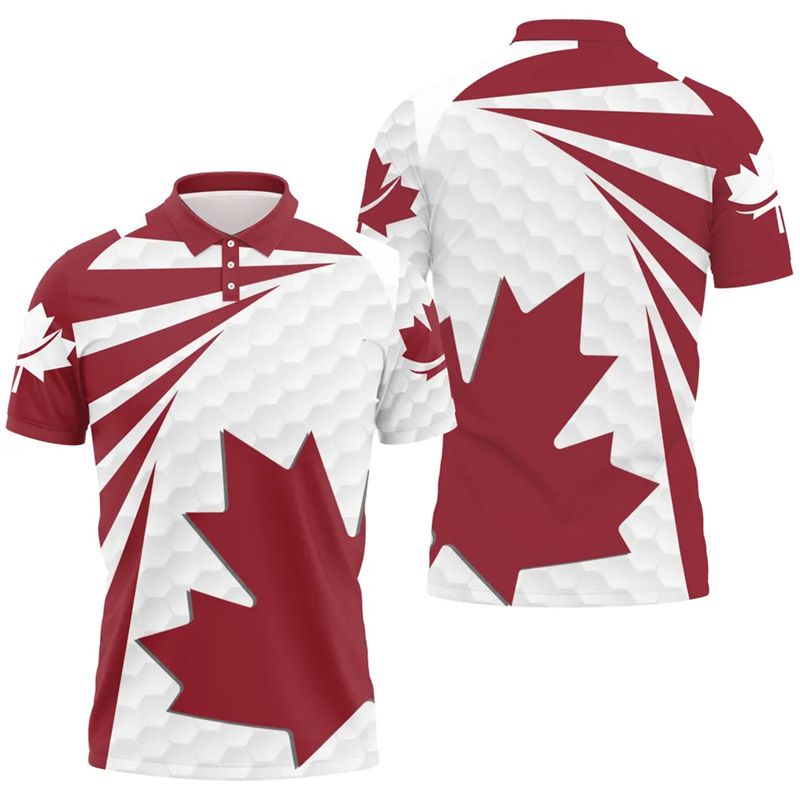 Maple Leaf Flag Polo Shirt For - Summer Clothing Canada 评论和价格