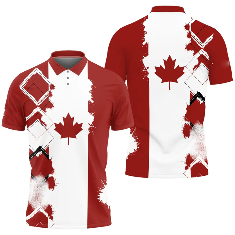 Maple Leaf Flag Polo Shirt For - Summer Clothing Canada 评论和价格