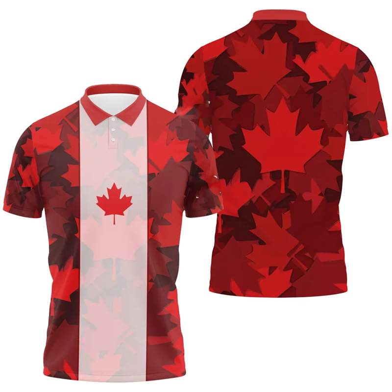 Maple Leaf Flag Polo Shirt For - Summer Clothing Canada 评论和价格