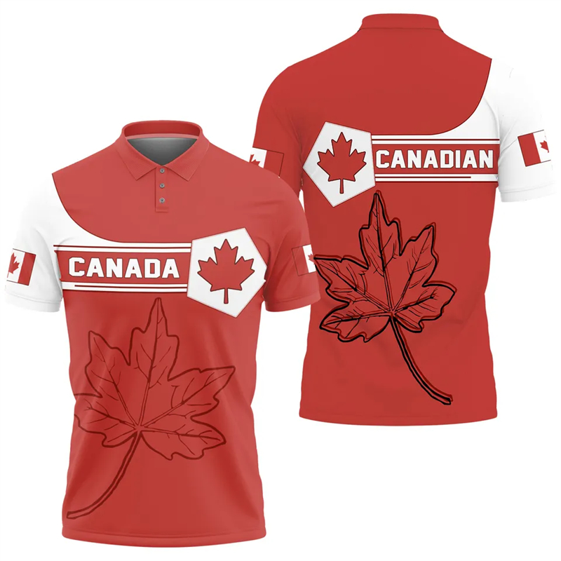 Maple Leaf Flag Polo Shirt For - Summer Clothing Canada 评论和价格