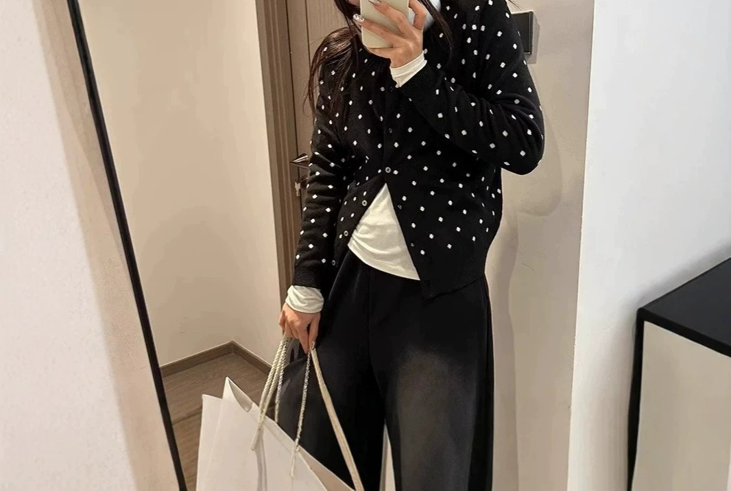 Gray Polka Dot Knitted Cardiga - Crew Clothing Summer Jacket 评论和价格