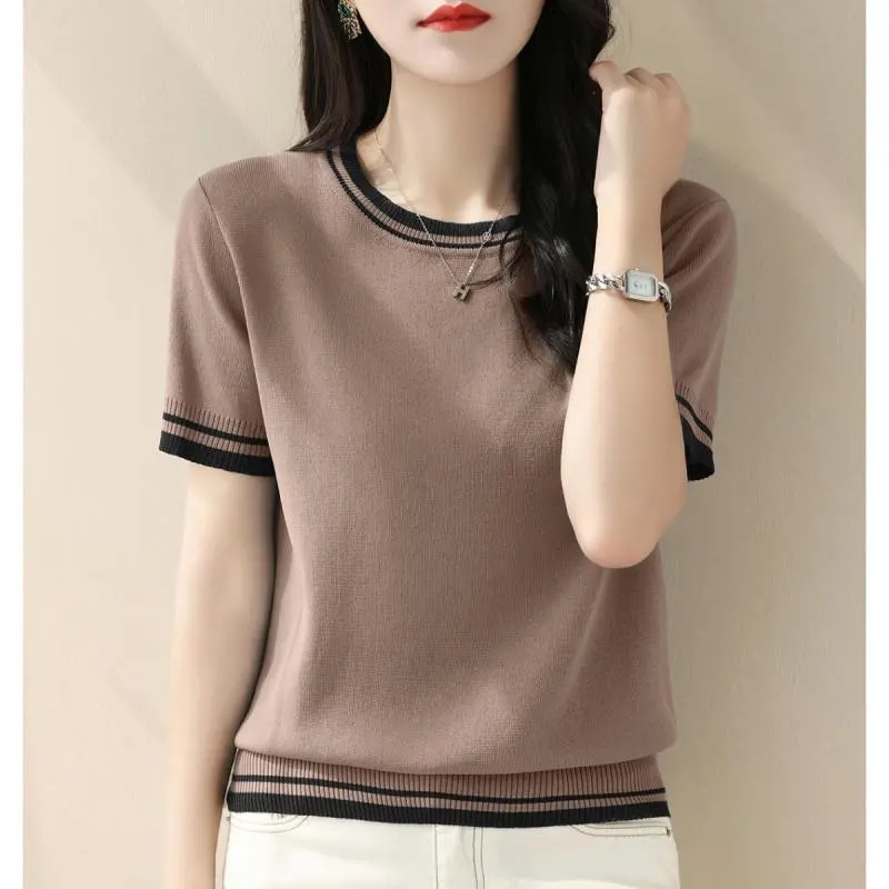 New Summer V-neck Knitted Swea - Summer Clothing Yarn 评论和价格