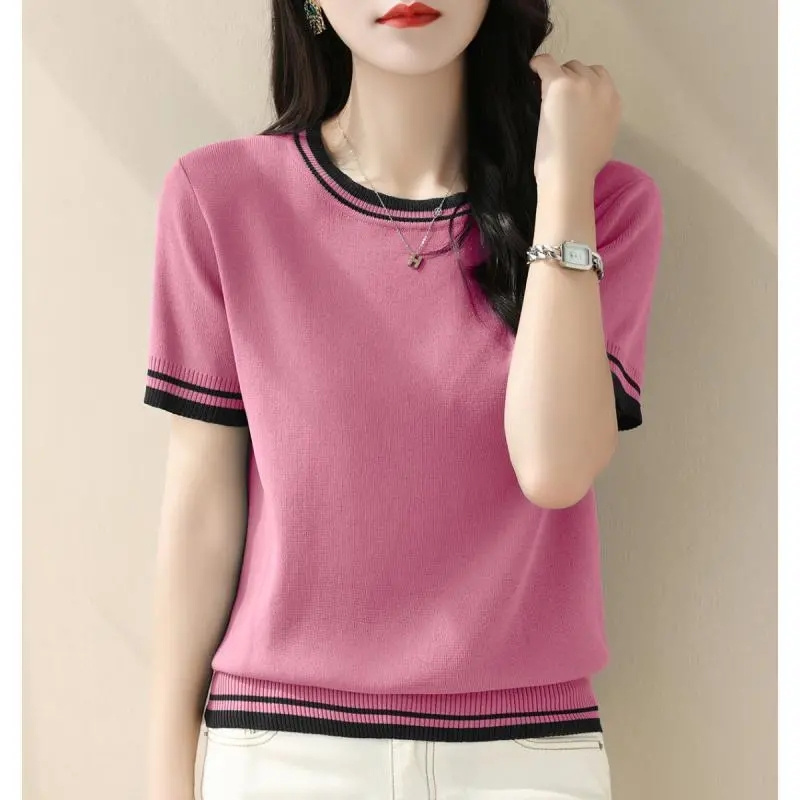 New Summer V-neck Knitted Swea - Summer Clothing Yarn 评论和价格