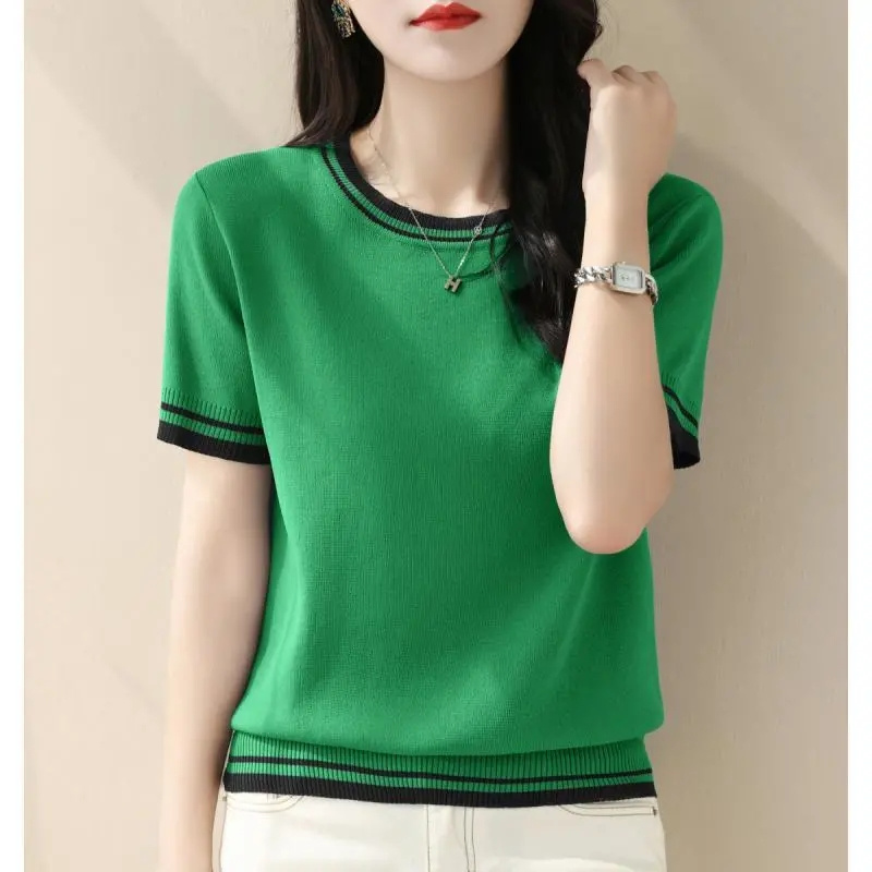 New Summer V-neck Knitted Swea - Summer Clothing Yarn 评论和价格