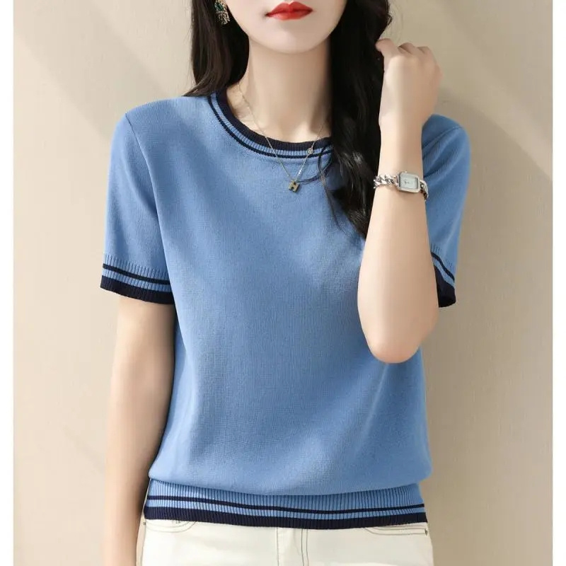 New Summer V-neck Knitted Swea - Summer Clothing Yarn 评论和价格