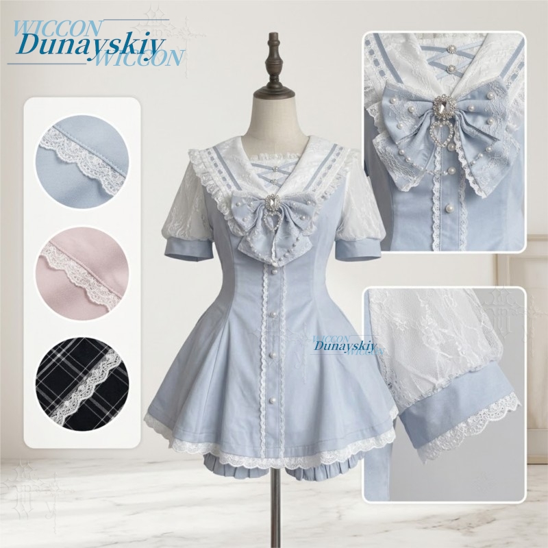 Sailor Collar Dress Set Lace B - Summer Clothing Offers 评论和价格