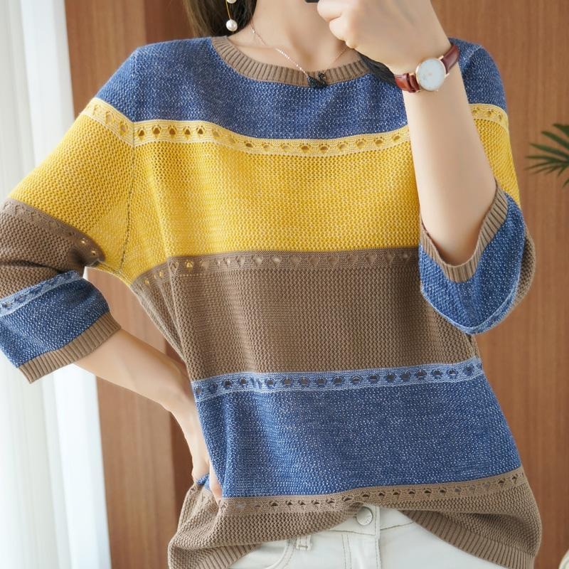 Women Sweater 3/4 Sleeve Korea - Summer Clothing Yarn 评论和价格