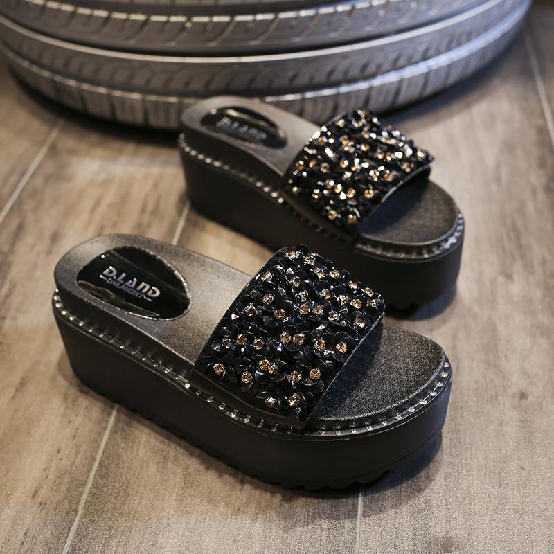 Sandals Black Woman Slippers R - Flip Flop Jeweled 评论和价格