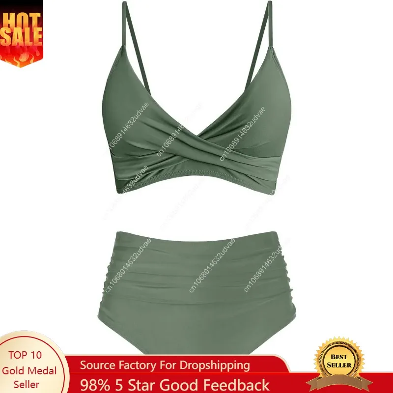 Women's High Waisted Bikini Se - Bikini Set Push Up 评论和价格