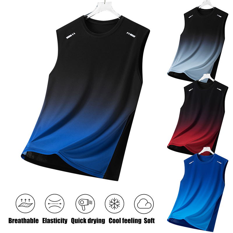 Men Gradient Sports Vest Light - Summer Youth Clothing 评论和价格