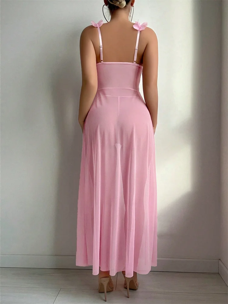 Pink Floral Lace See Through N - Summer Clothing Offers 评论和价格