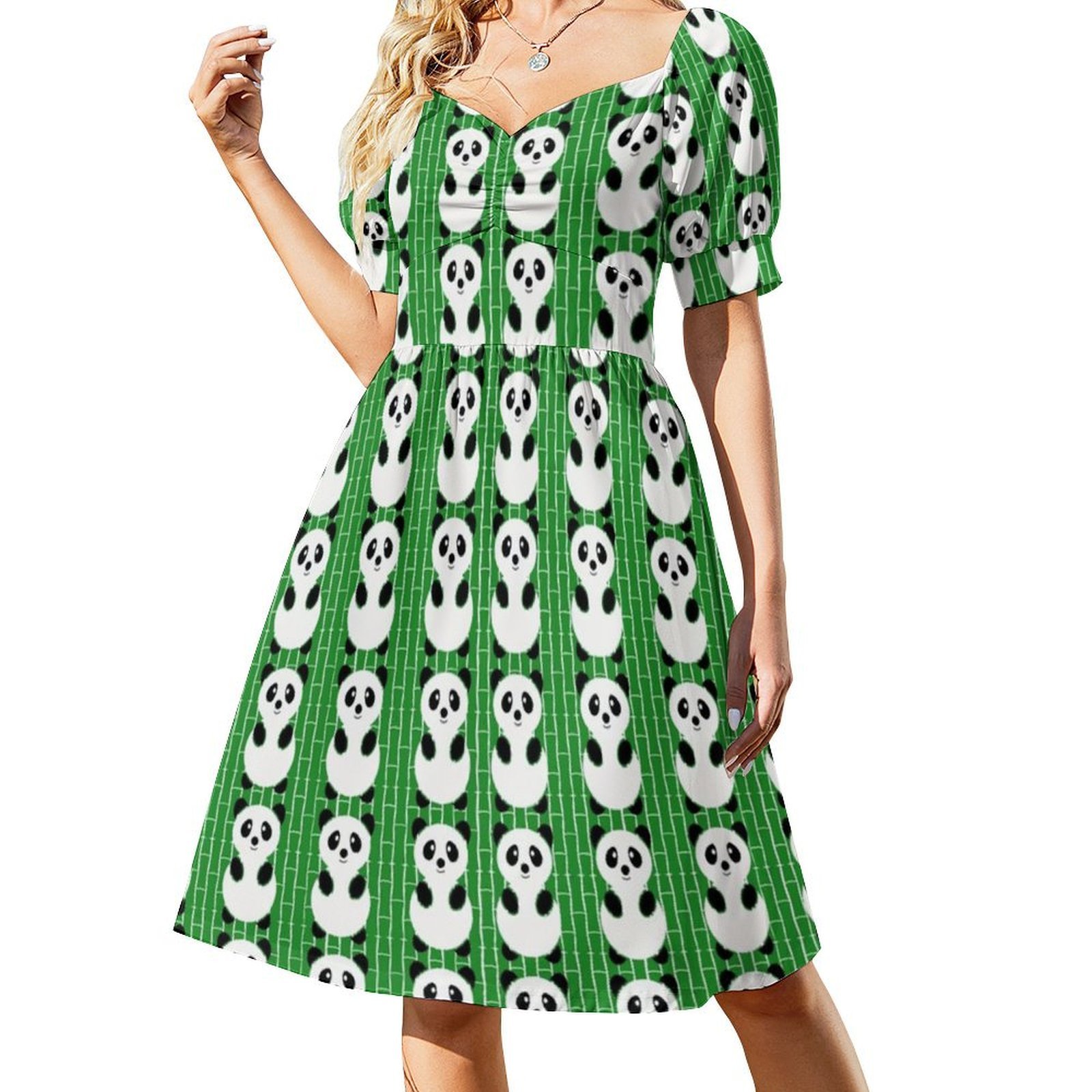 Panda Pattern Boho Chic Dress  - Summer Clothing Patterns 评论和价格