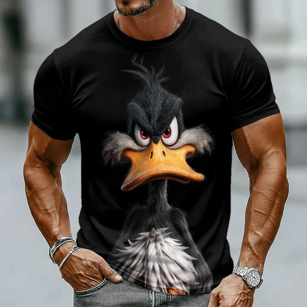 Funny 3D Grumpy Black Duck in  - Crew Clothing Summer Jacket 评论和价格
