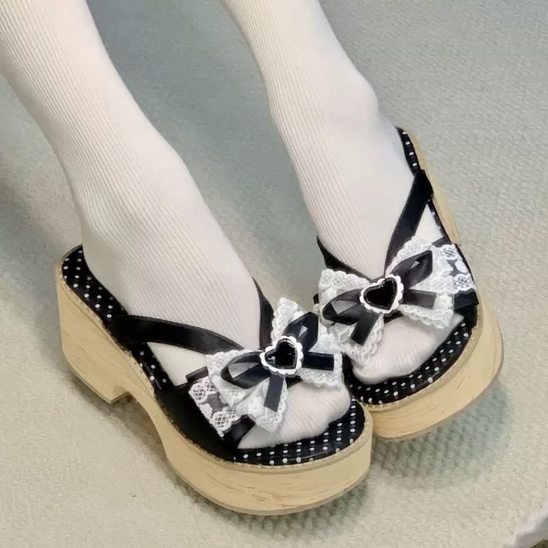Sweet Bow Wood Grain Thick Bot - Summer Clothing Collection 评论和价格