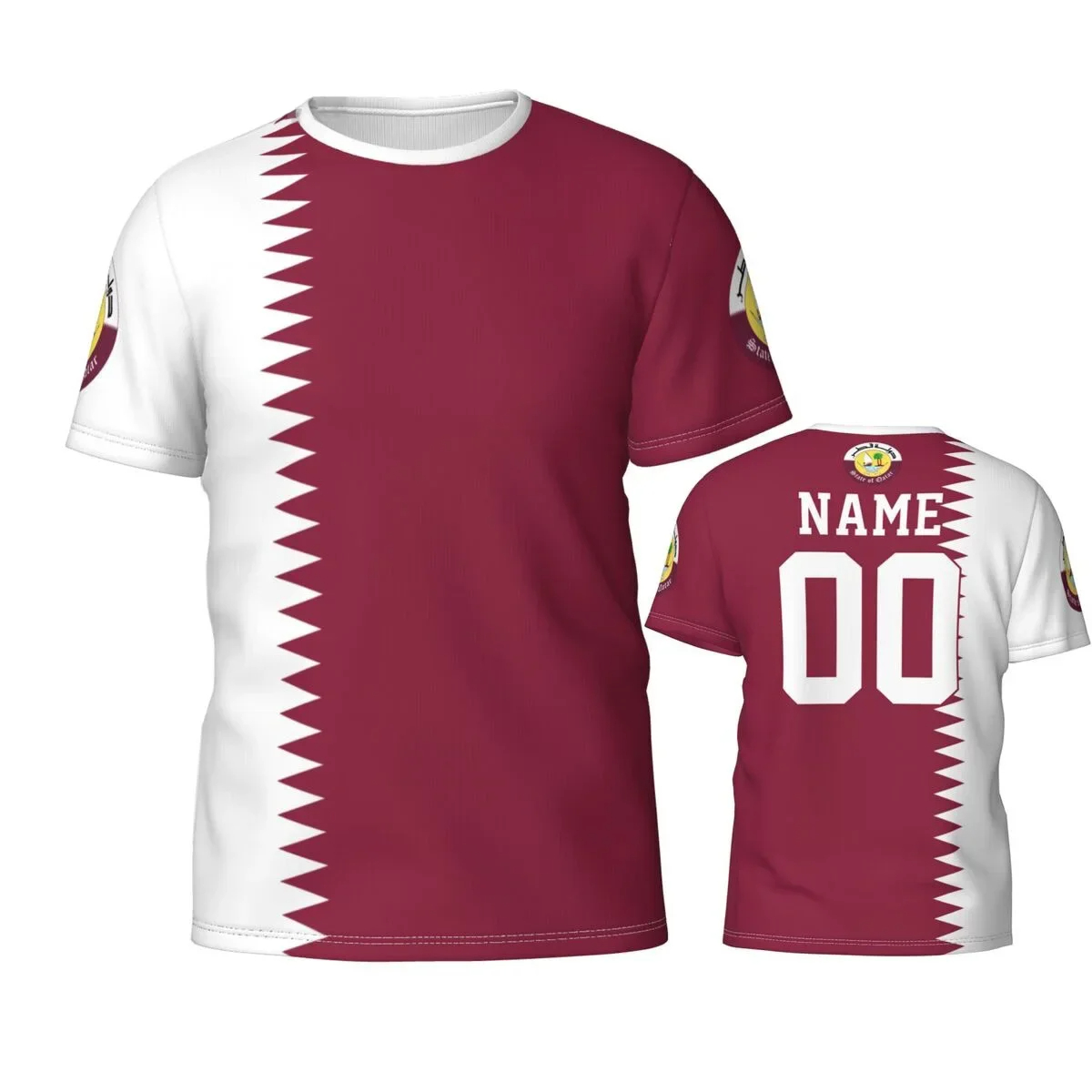 Qatar Flag Emblem Graphic T Sh - Summer Clothing Wholesale 评论和价格