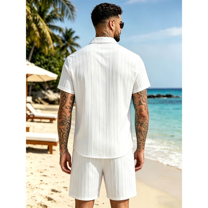 2Men's Summer Casual Suit Set， - Summer Clothing Beach 评论和价格