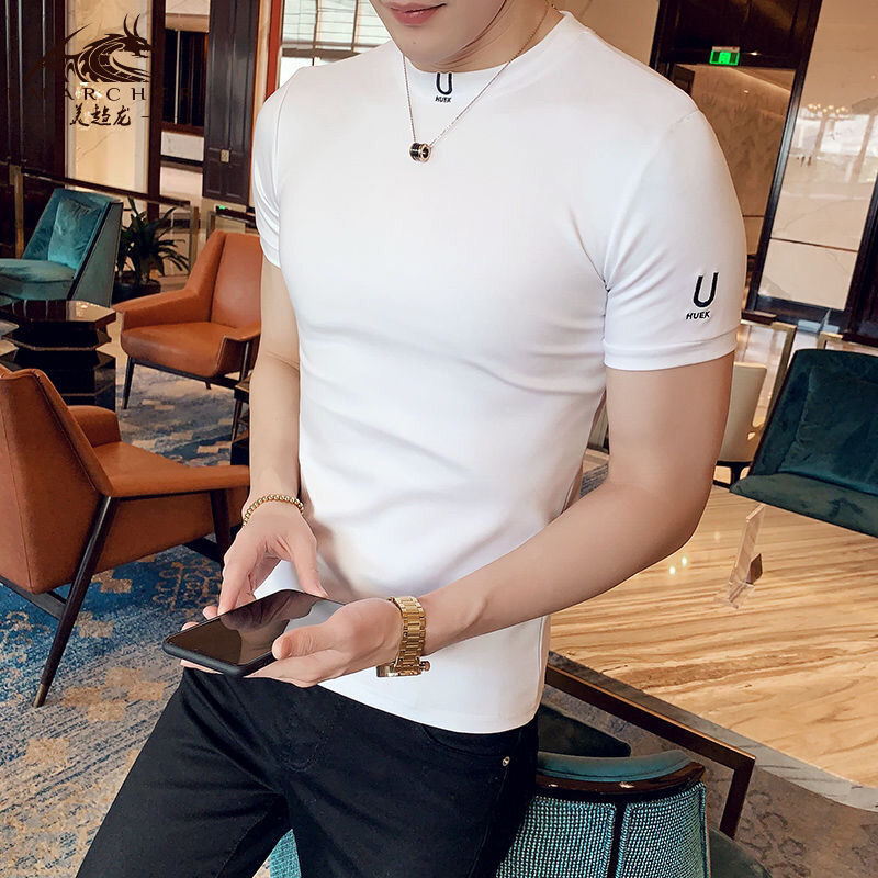 Black T Shirt for Men Plain Cl - Xl Summer Clothing 评论和价格