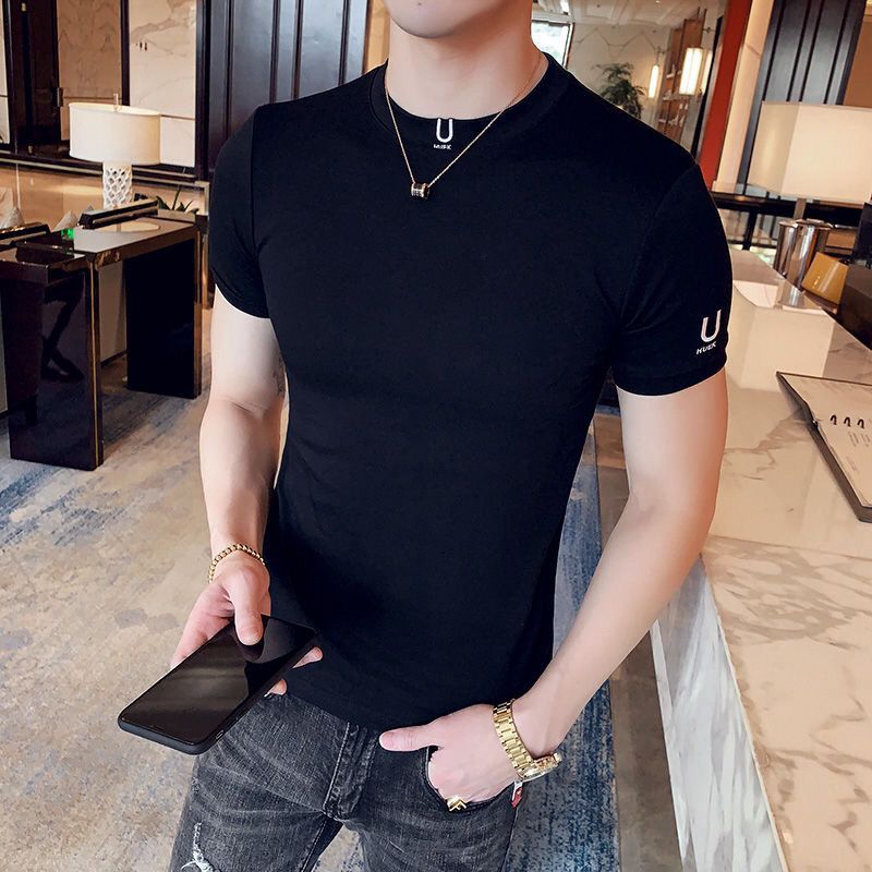Black T Shirt for Men Plain Cl - Xl Summer Clothing 评论和价格