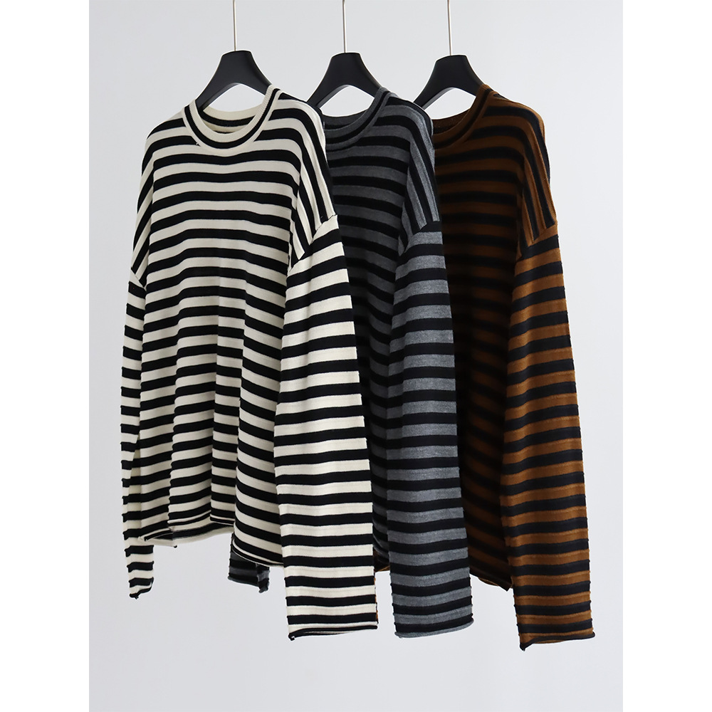 Crew Neck Striped Knitted Pull - Summer Clothing Yarn 评论和价格