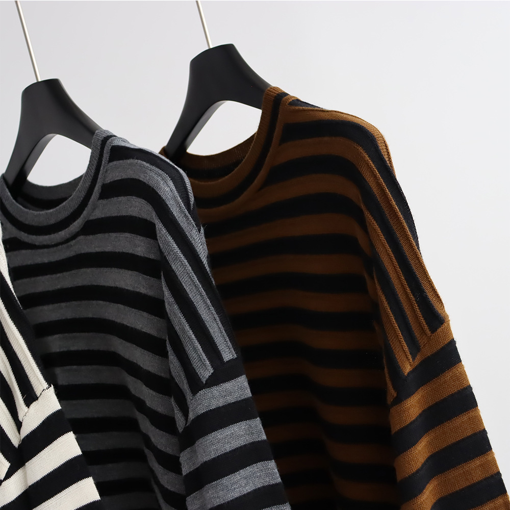 Crew Neck Striped Knitted Pull - Summer Clothing Yarn 评论和价格