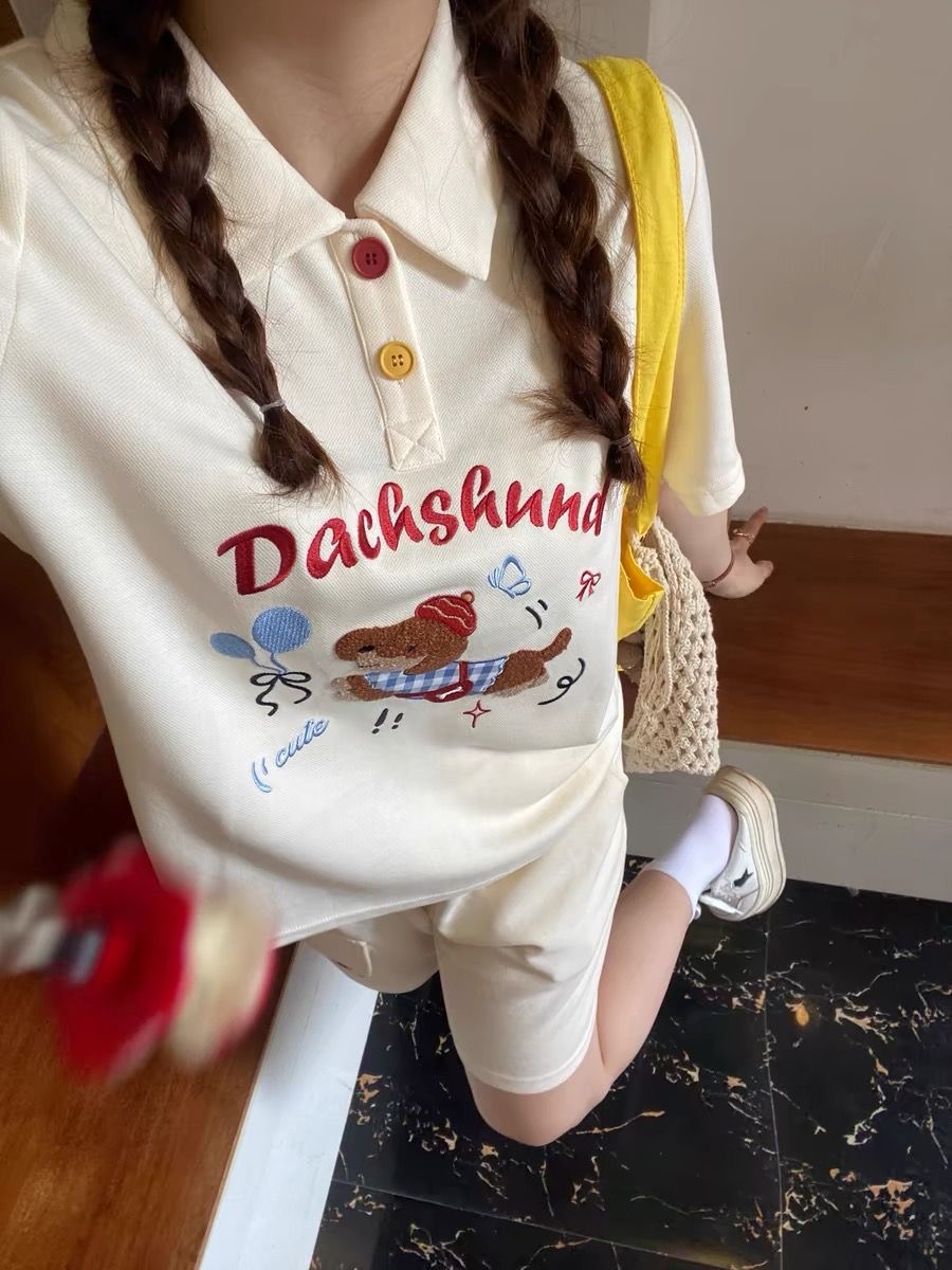 Kawaii Embroidery Dog Japan St - Summer Clothing In Japan 评论和价格