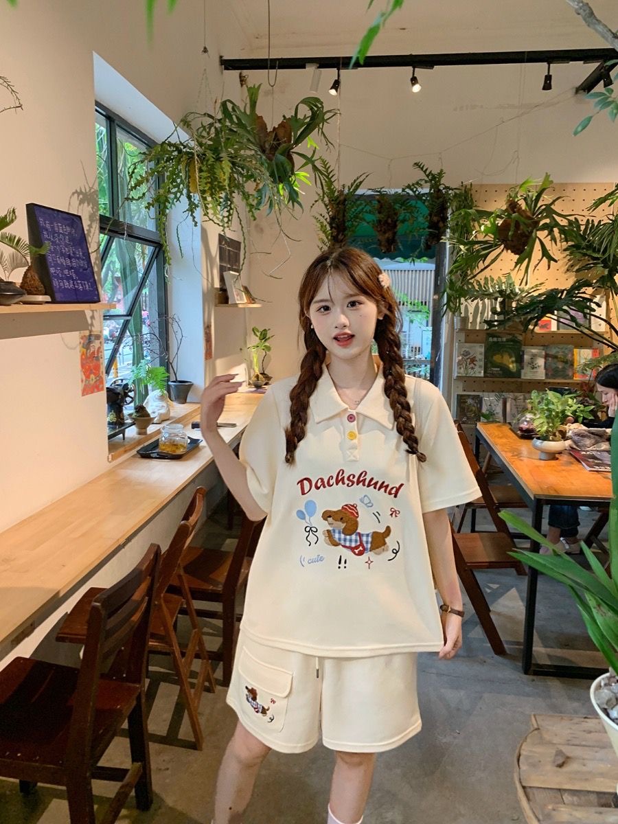 Kawaii Embroidery Dog Japan St - Summer Clothing In Japan 评论和价格