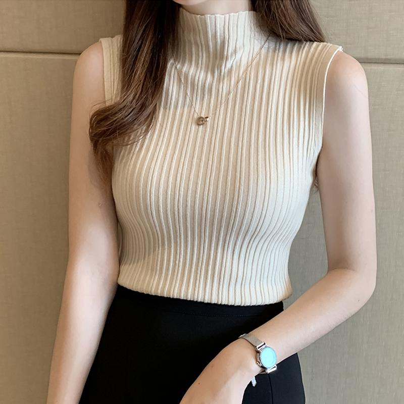 Solid Slim Thin Sleeveless Kni - Summer Clothing Yarn 评论和价格